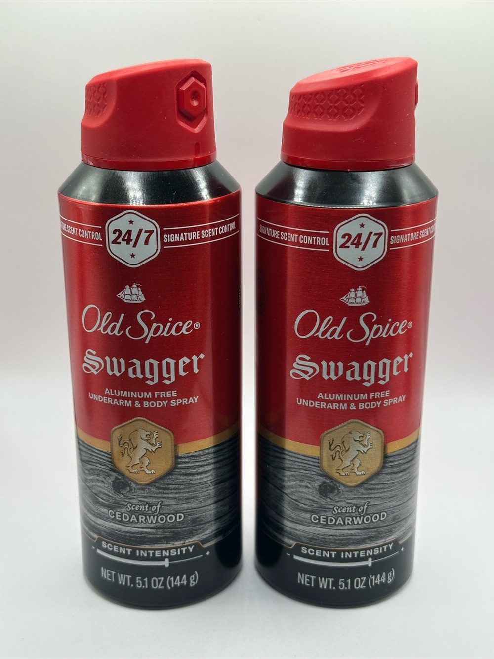 Old Spice Swagger Aluminum Free Body Spray 5.1 oz Scent Cedarwood NEW Lot of 2